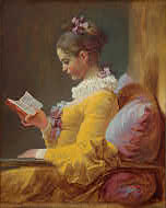 painting of girl reading a book