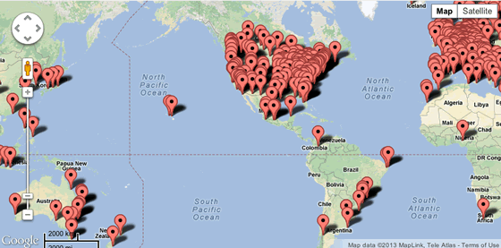 clickable map of hackerspaces