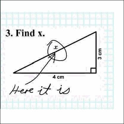 joke-scan of student exam circle x on test in response to 'find x'