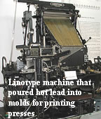 photo of linotype machines used to set type for newspapers