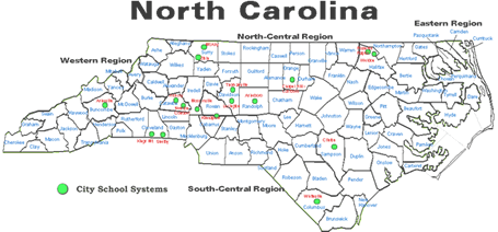 map of NC counties with hotlinks to tech plans