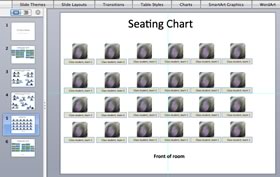 screen shot of Powerpoint with thumbnails of students with names in row and col format