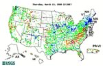 map of water sensors across the United States